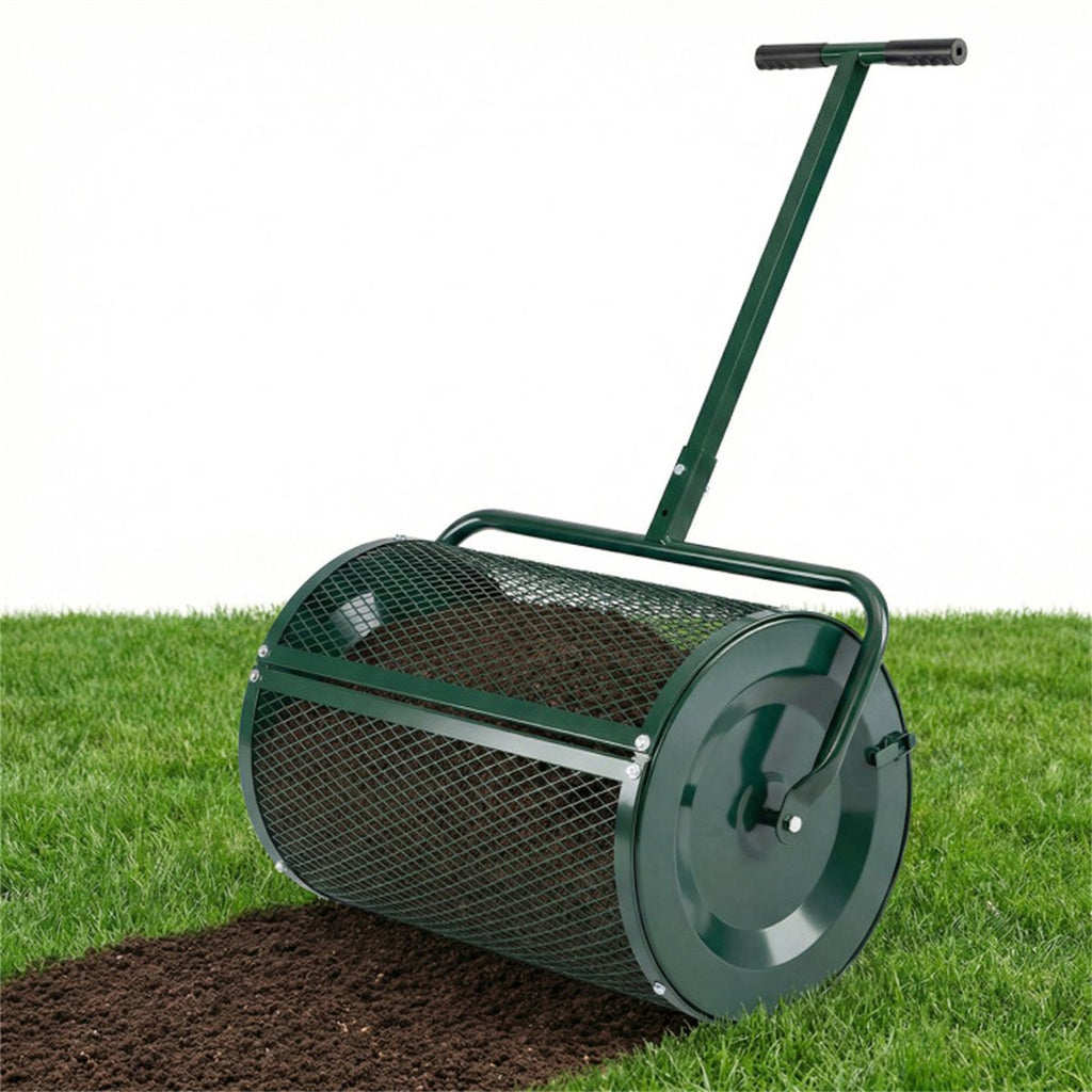27"×16" Lawn Fertilizer Spreader with Diamond Mesh Clump-Free Garden Compost Spreader