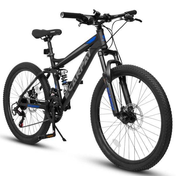 27.5 Inch Full Suspension Mountain Bike, Front and Rear Dual Shock Absorbers, Mechanical Disc Brakes, 21-Speed, Suitable for Men and Women, Ideal for Travel and Fitness Enthusiasts
