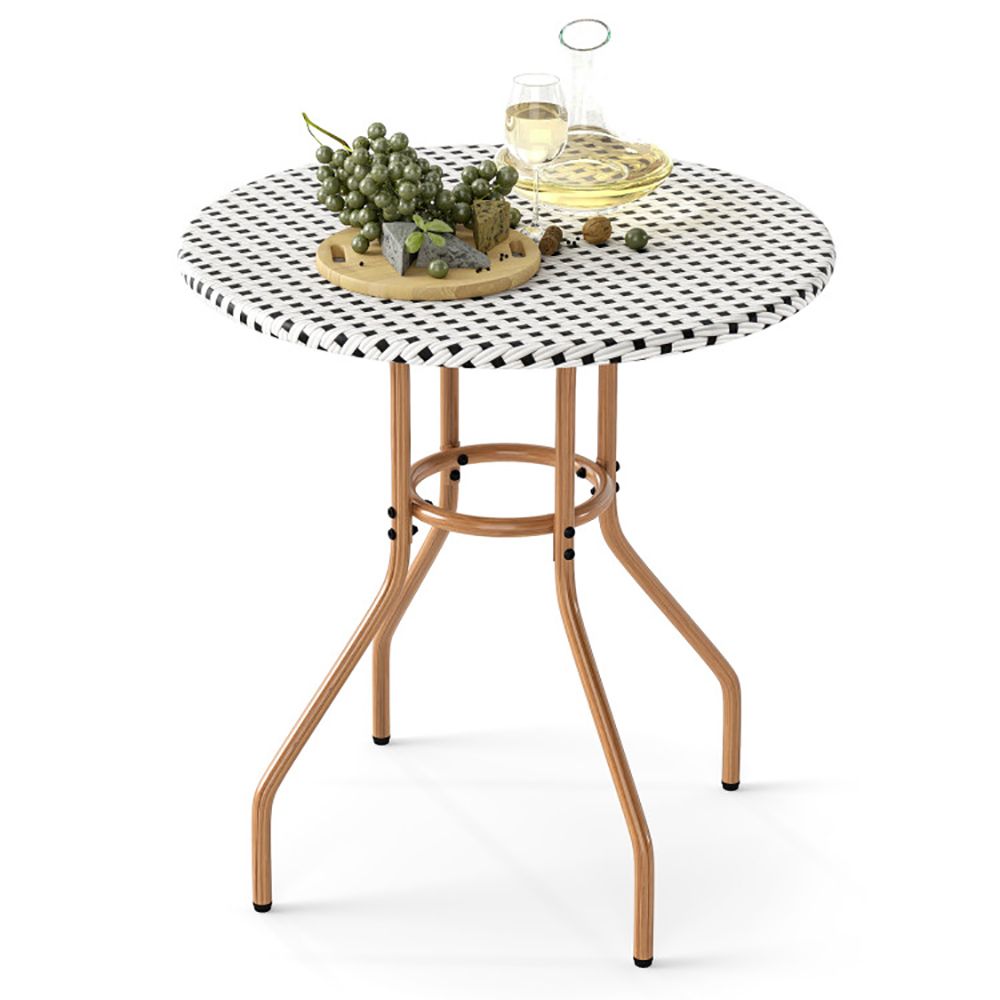 27.5 inch Outdoor Bistro Table with Heavy Duty Metal Frame and Adjustable Foot Pads