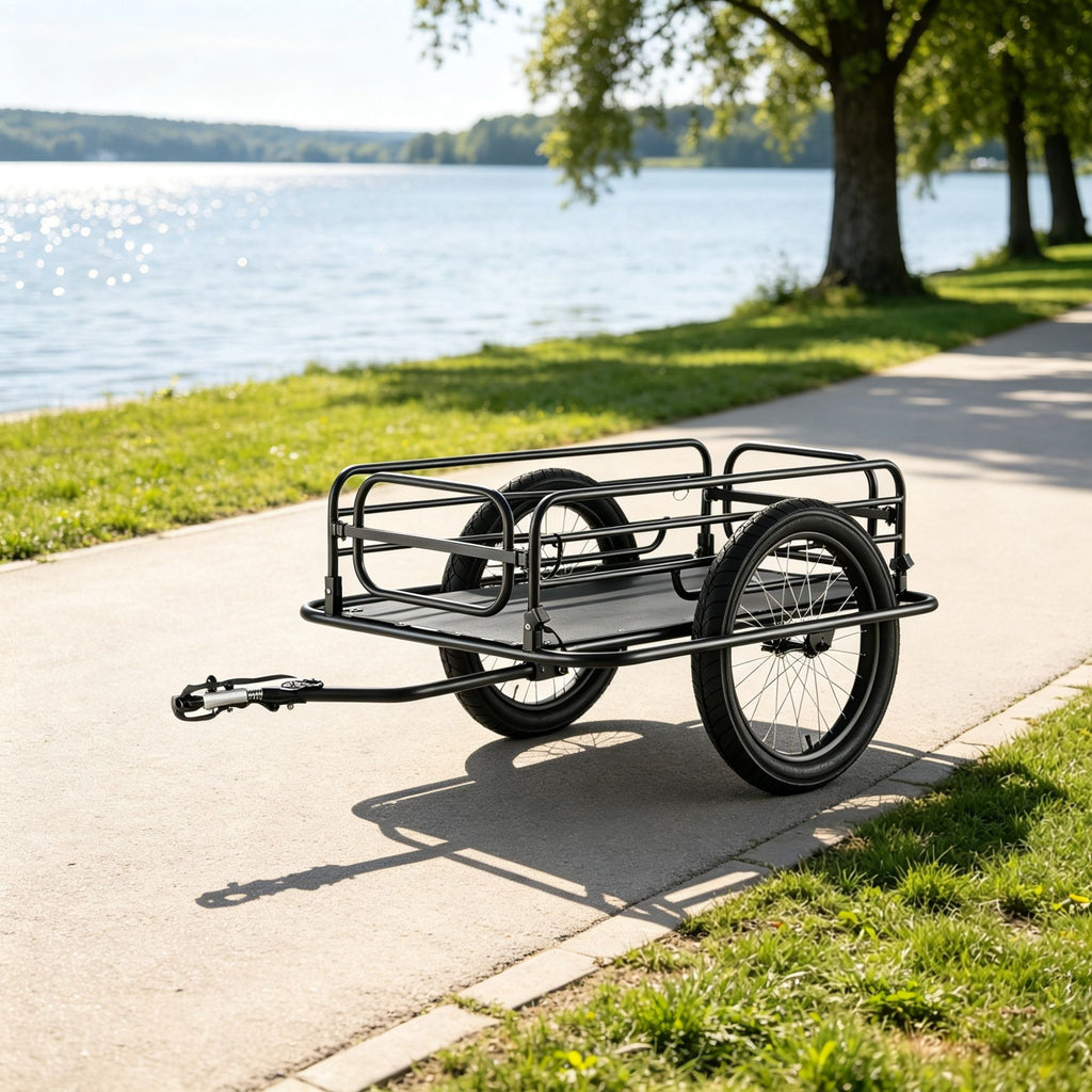 275 lbs Heavy-Duty Bike Cargo Trailer, 20" Wheels Carbon Steel Bicycle Wagon with Foldable Compact Storage & Quick Release Universal Hitch, Fits Most Bikes