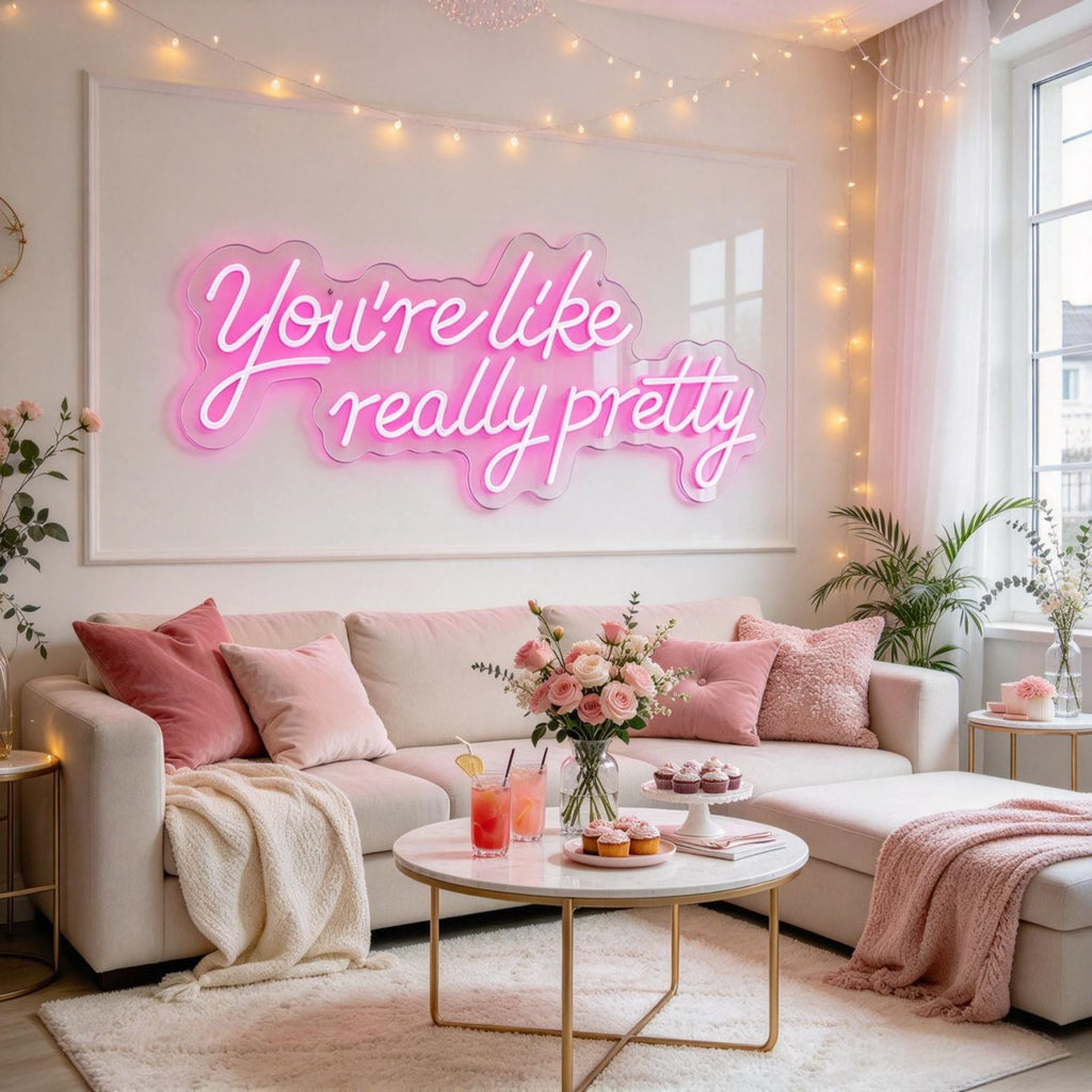 27.5" x 12" Pink LED Neon Wall Decor, Large Light Sign with Remote Control & Power Adapter, for Party, Wedding, Living Room & Office