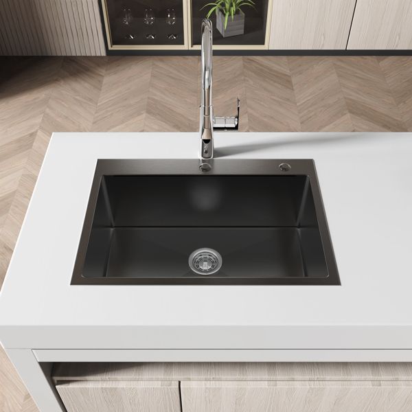 27"x19" Undermount Kitchen Sink Stainless Steel Under Counter Deep Single Bowl Undermount Sink Basin (Sink Only)[Unable to ship on weekends]