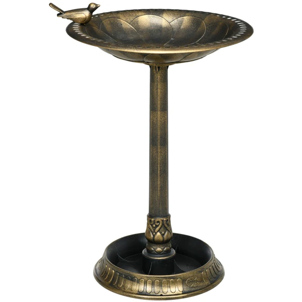 28 "bird bath feeder with flowerpot base, bronze