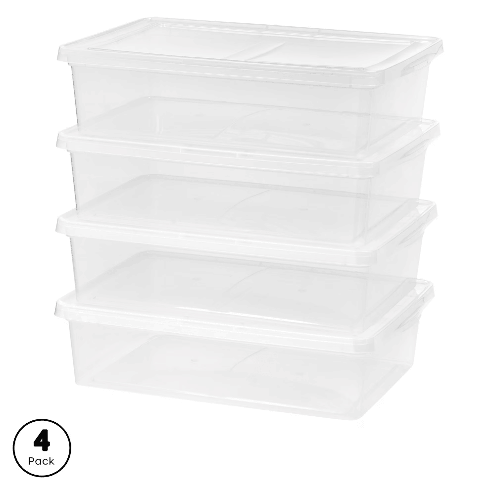 28 Qt Plastic Underbed Storage Bins, Clear, 4 Count Pack (Shipment from Walmart)