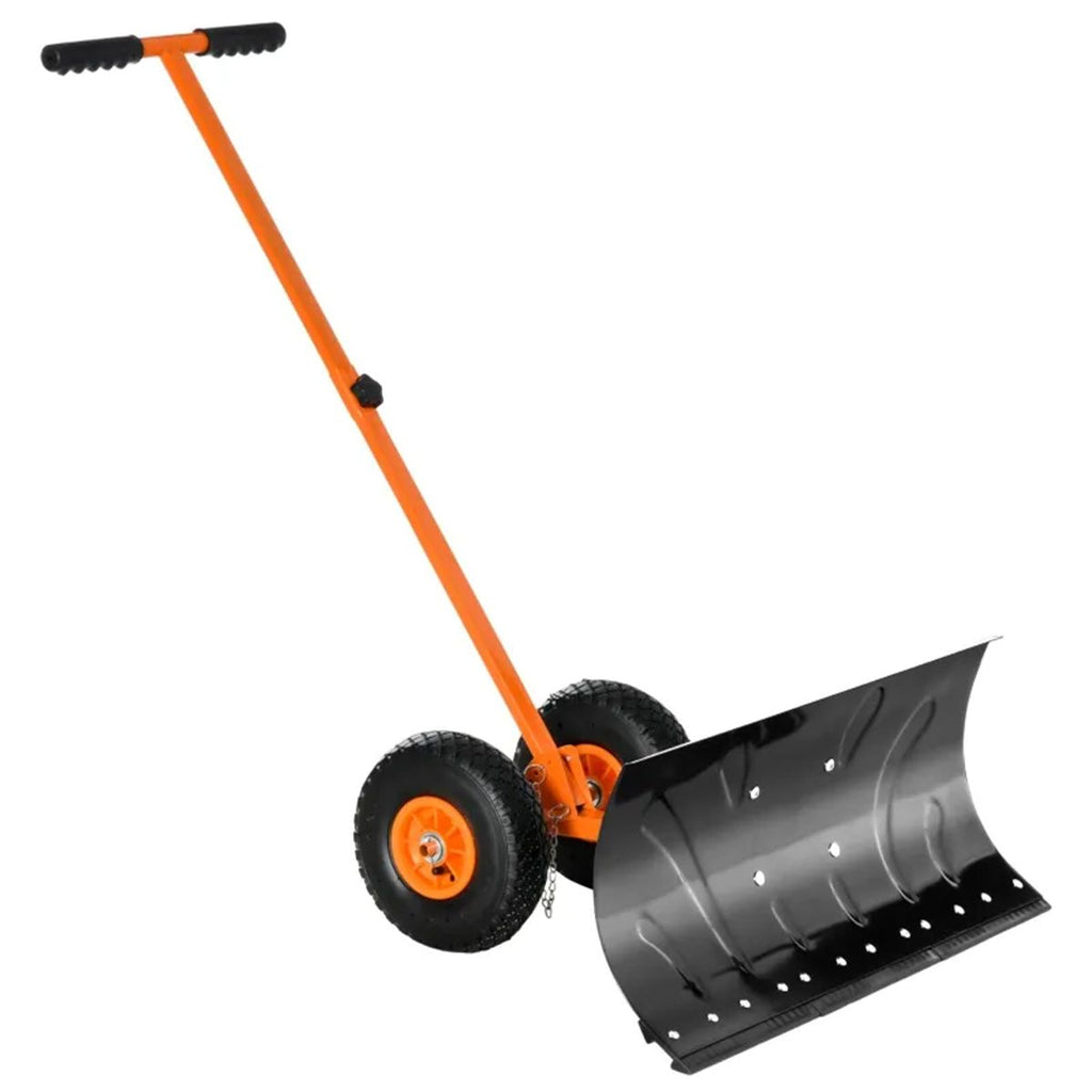 29" Blade Rolling Snow Shovel Rolling Pusher Orange