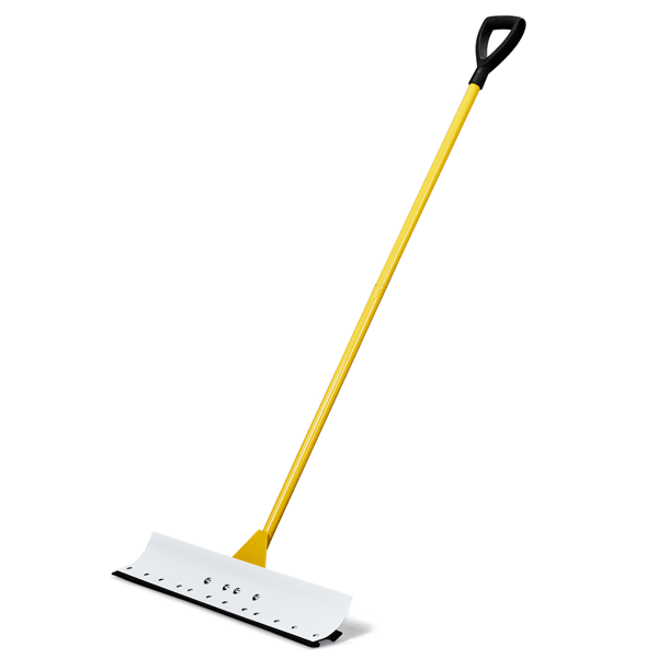 29in Wide Snow Pusher Shovel Plow Blade for Driveways, Sidewalks, Doorways & Decks, Hockey Rinks, Residential & Commercial Applications, Yellow & White