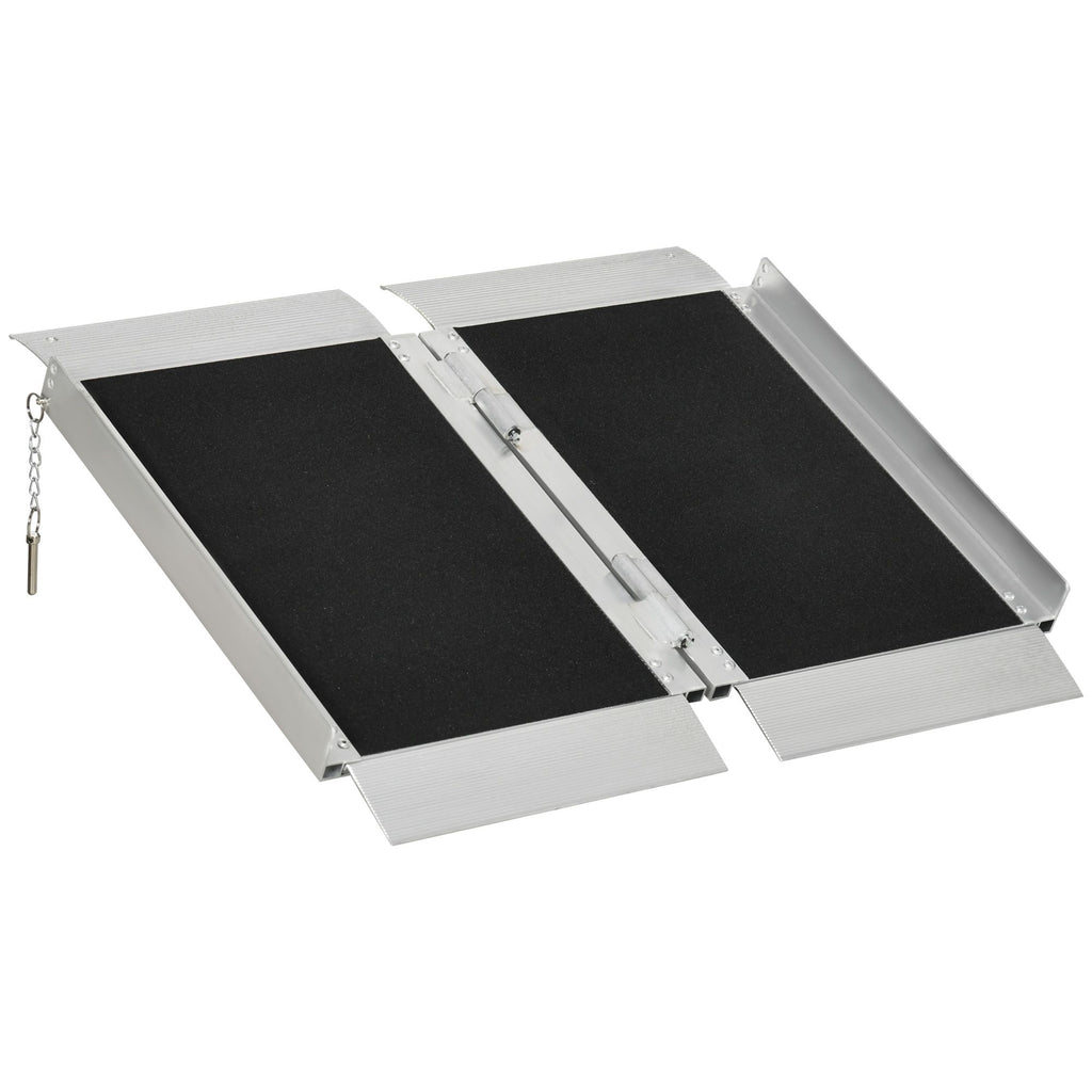 2ft Folding Wheelchair Ramp, Aluminum, Non-Slip Surface, 600lbs Capacity, for Doorways