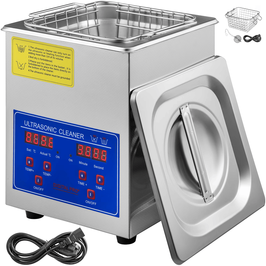 2L Ultrasonic Cleaning Machine Stainless Steel Professional Digital Machine w/Timer 40kHz 110V, FCC/CE/RoHS CertifiedforJewelry Watch Glasses Diamond Eyeglass Small Parts Cleaning