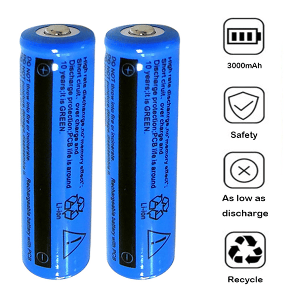 2pcs 18650 Lithium Batteries 3.7V Li-ion Rechargeable Battery For Headlight Fashlight(Logistics only For USPS.TK/TMEU only For self-pickup)