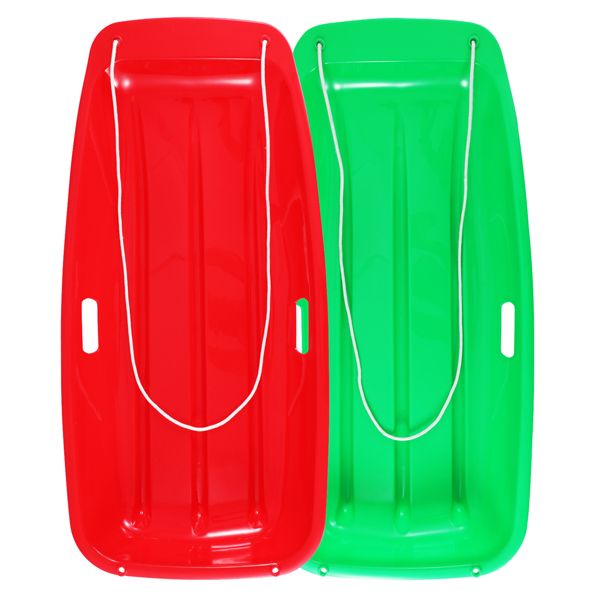 2pcs 88*42*11cm Plastic Snow Sled Red Green