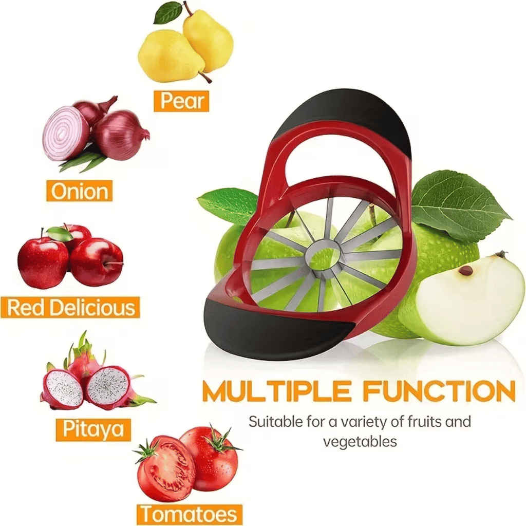 2pcs Apple cutting machine, apple corer, and slicer - Stainless steel apple corer -4.72-inch apple slicer tool with 12 ultra sharp blades, lightweight apple slicer and corer with anti slip handle