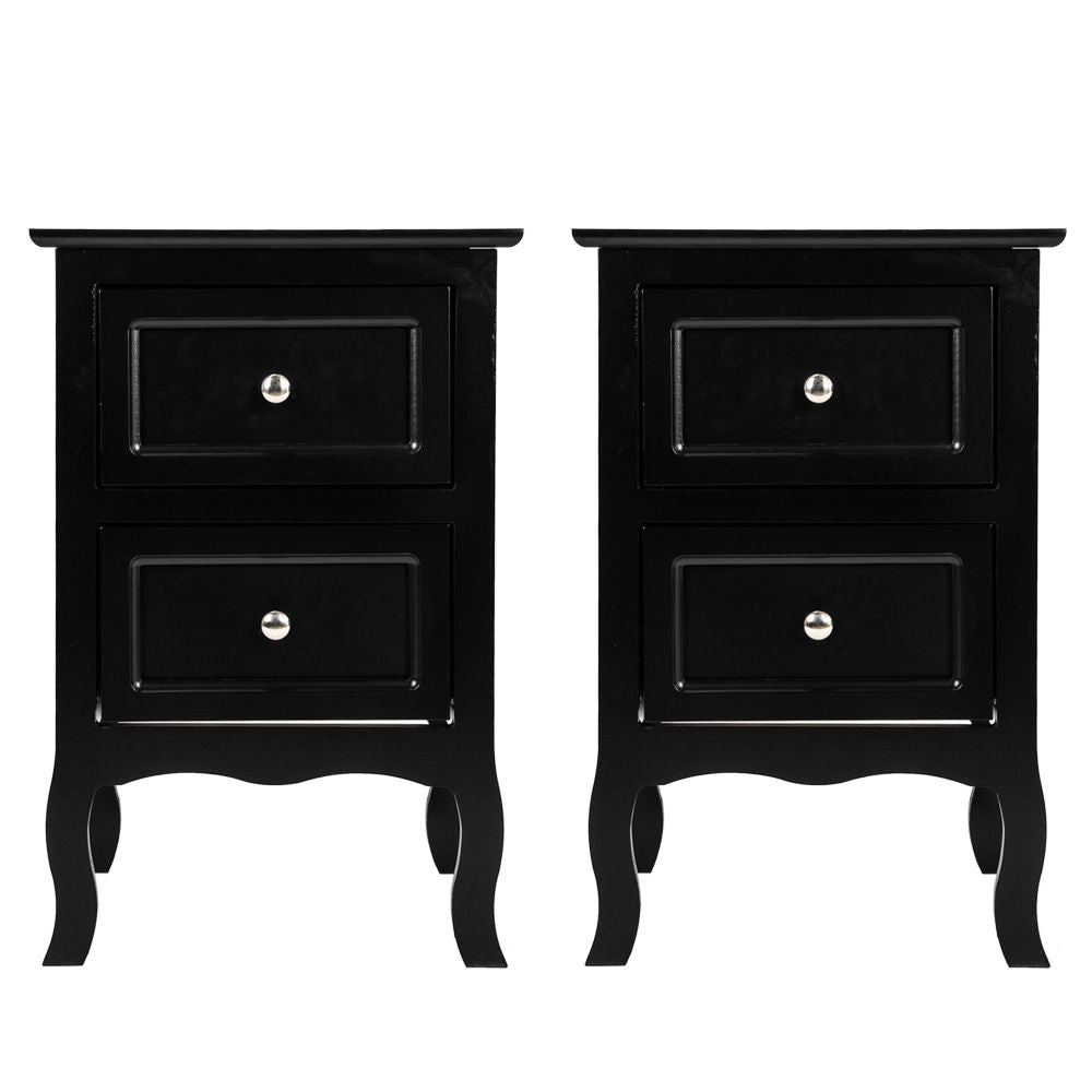 2pcs Country Style Two-Tier Night Tables Large Size Black