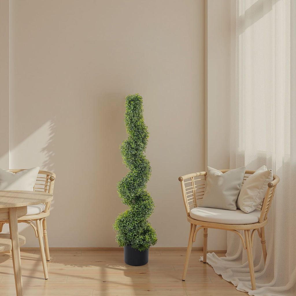 2pcs Green 115cm Spiral Boxwood PVC Artificial Tree