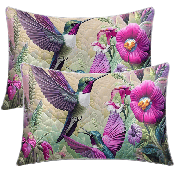 2pcs Purple Bird Pillow Case Enchanting trumpet flower Pillow Covers Harmonious World of Animals and Plants Decorative Pillowcases(temu can only be self-picked up)