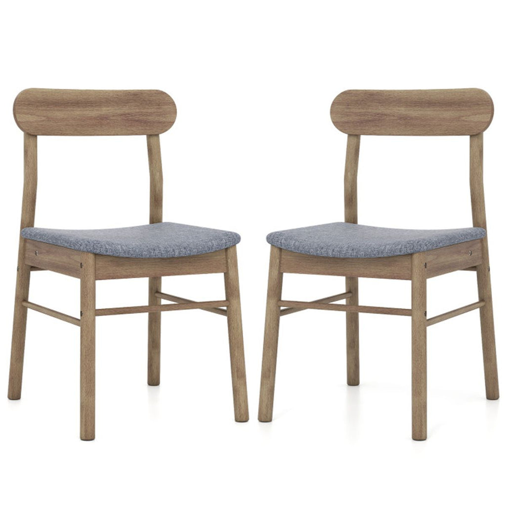 2PCS Solid Rubber Wood Dining Chairs , 400 LBS Capacity Padded Upholstered Kitchen Chairs