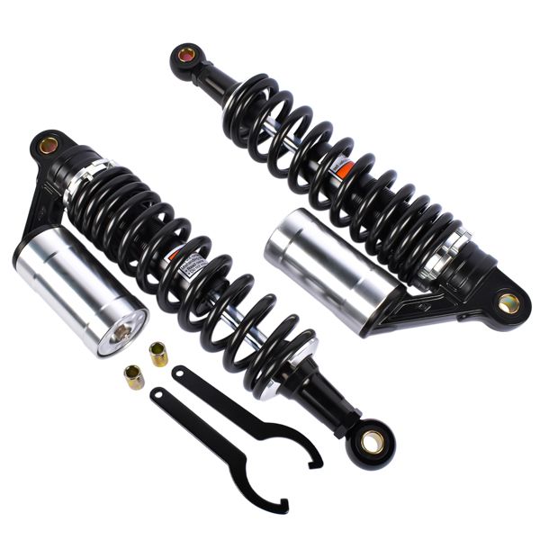 2x 13.5" 340mm Motorcycle Rear Air Shock Absorbers Suspension For Harley Sportster 883 1200 Honda Black & Silver