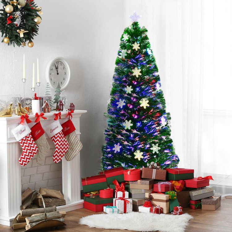 3 / 4 / 5 / 6 Feet LED Optic Artificial Christmas Tree with Snowflakes