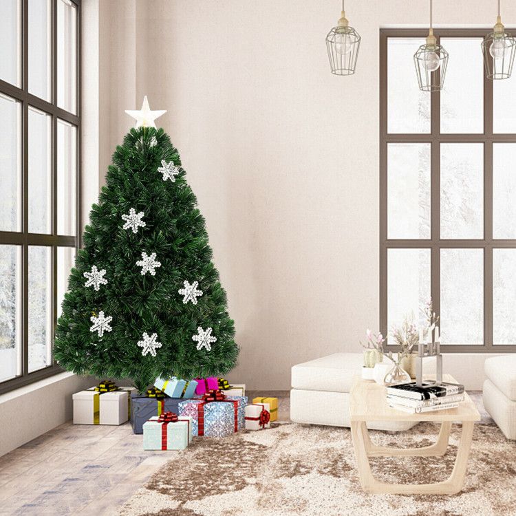 3 / 4 / 5 / 6 Feet LED Optic Artificial Christmas Tree with Snowflakes