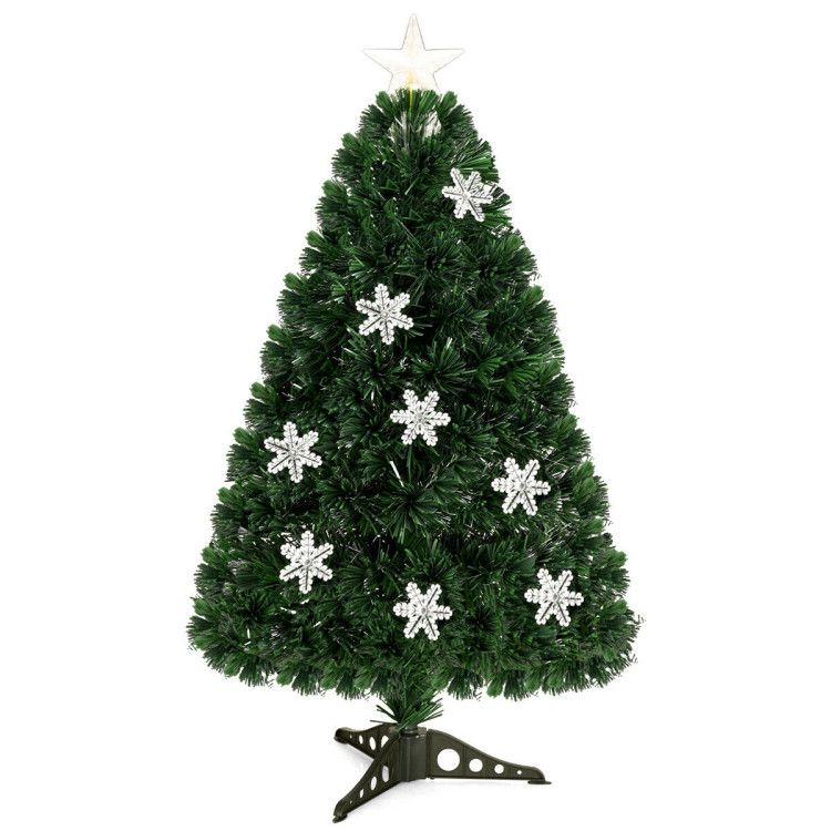3 / 4 / 5 / 6 Feet LED Optic Artificial Christmas Tree with Snowflakes
