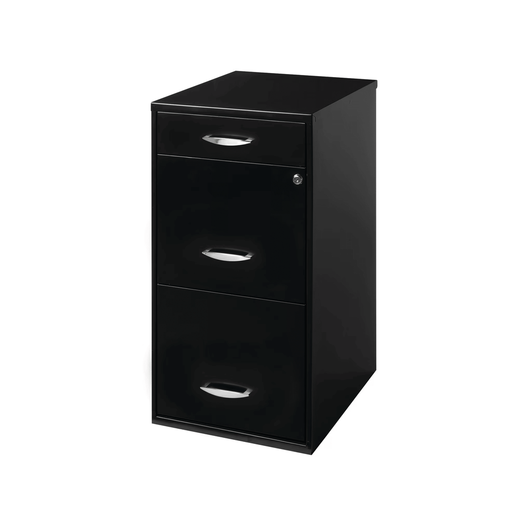 3 Drawer Letter Width Vertical File Cabinet with Pencil Drawer, Black