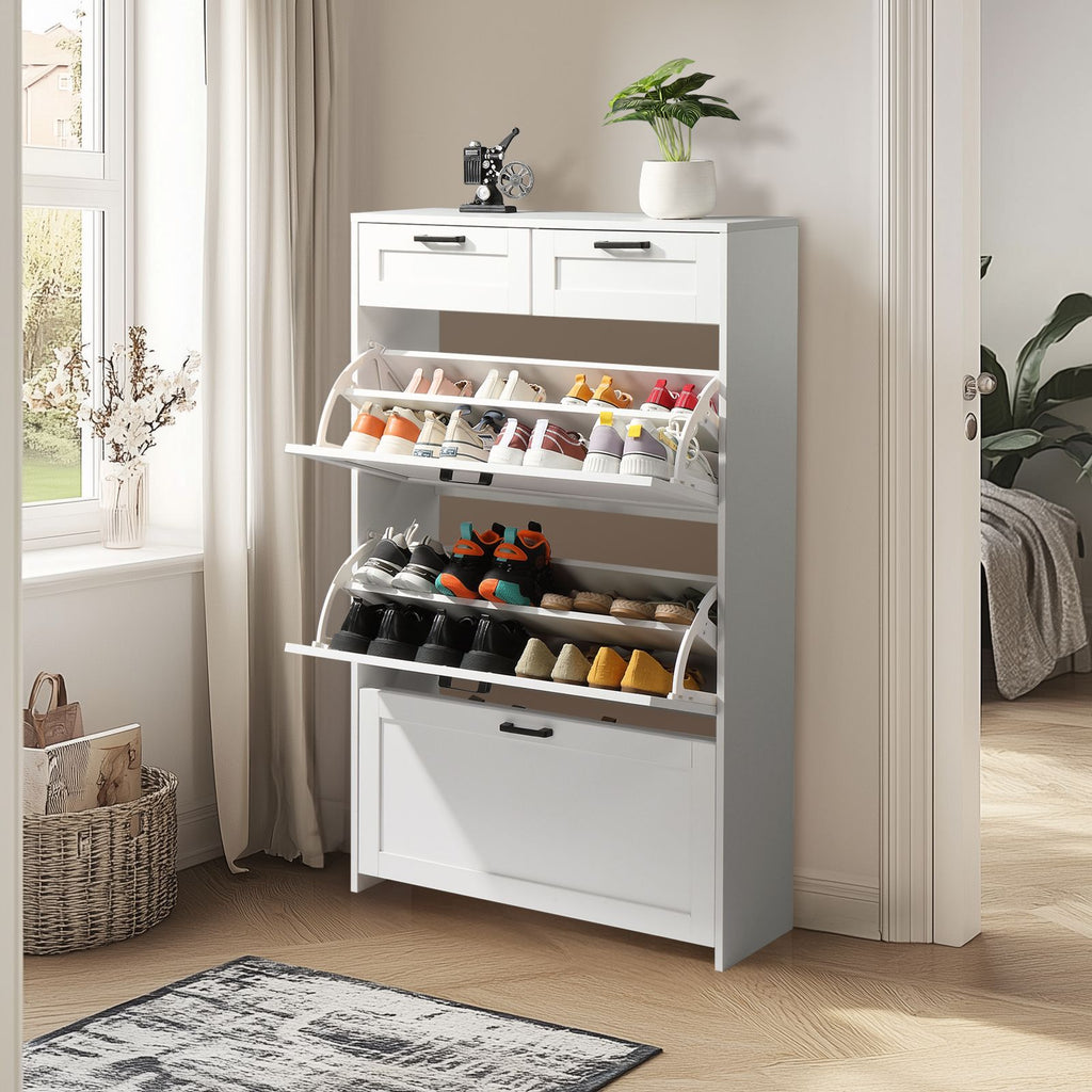 3 drawers, 2 lifters, top panel, shoe cabinet, particleboard, 80*25*120cm, white