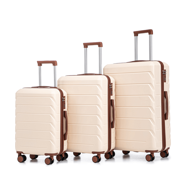3 in 1 ABS&PC Trolley Box 20in 24in 28in Trolley Box Iron Tie Rod ABSPC Alloy Beige
