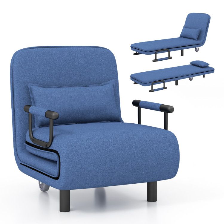 3-in-1 Convertible Sofa Bed with 5-Position Adjustable Backrest and Lumbar Pillow
