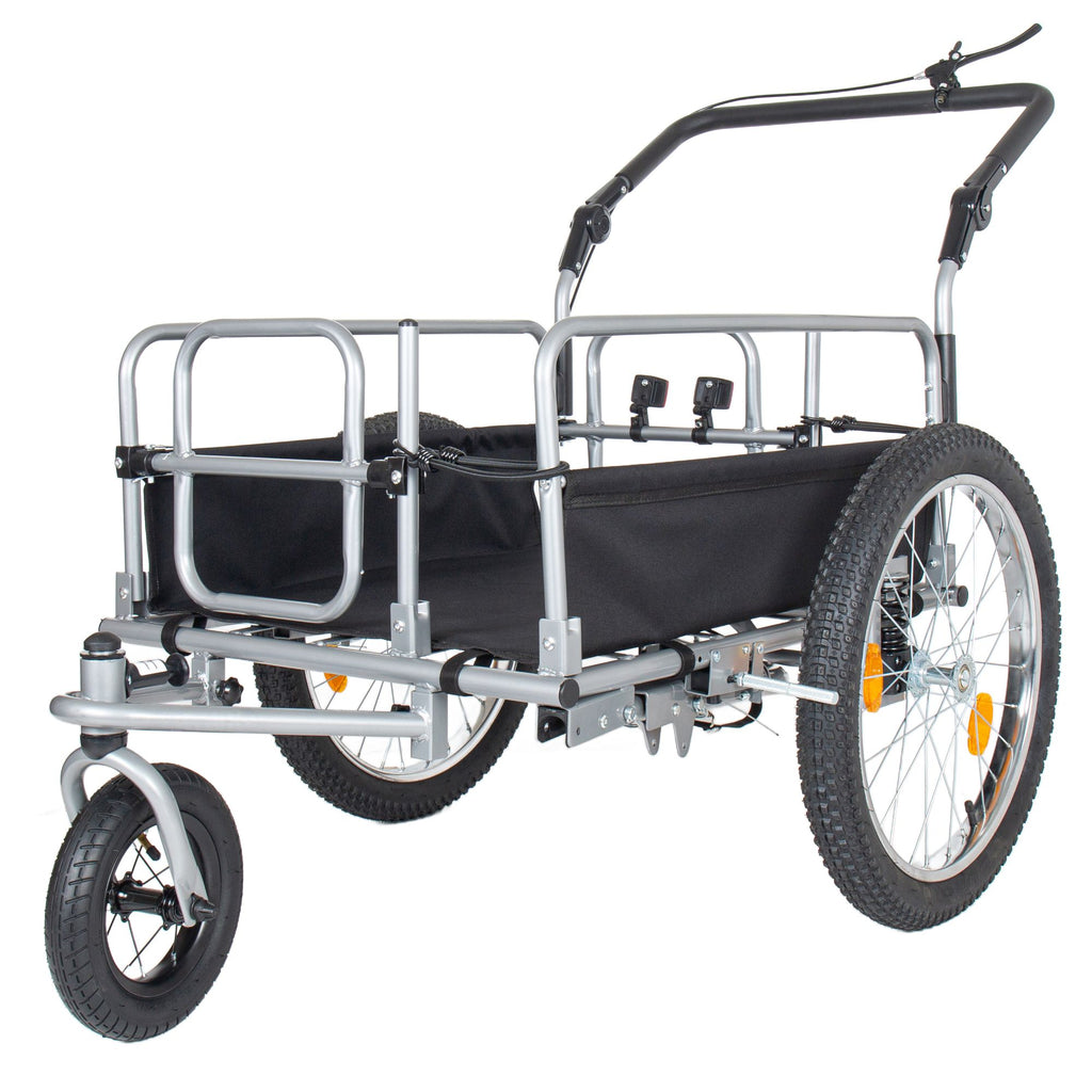 3-in-1 Heavy-Duty Bike Cargo Trailer - Upgraded 20"x2.6" Wide Fat Tires, 150lbs Capacity, Steel Frame, Convertible Stroller & Pull Cart w/Suspension