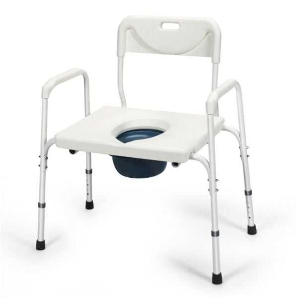 3-in-1 Heavy-Duty Commode Chair (34" x 21" x 35.5"-39" )Removable Bucket, Sturdy Iron Frame for Elder/Disabled