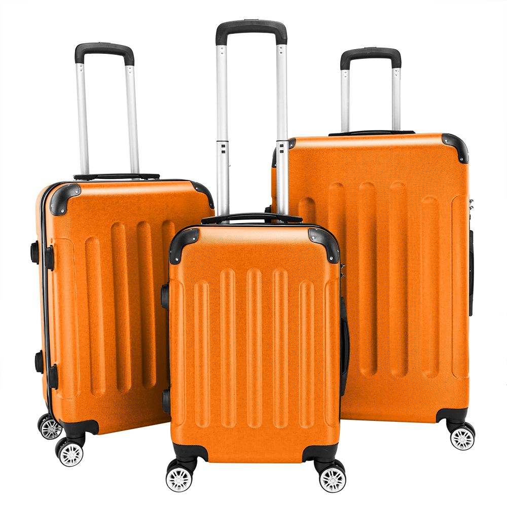 3-in-1 Luggage with Handle and Universal Wheels 4-Corner Aluminum Alloy Pull Rod ABS Trolley Case 20in 24in 28in Orange