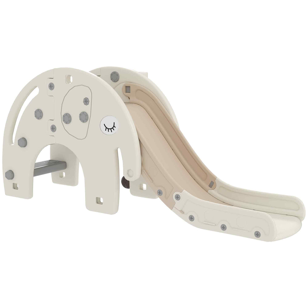 3 in 1 Toddler Slide for Years 1-3 w/ Basketball Hoop, Climber, Elephant-Themed