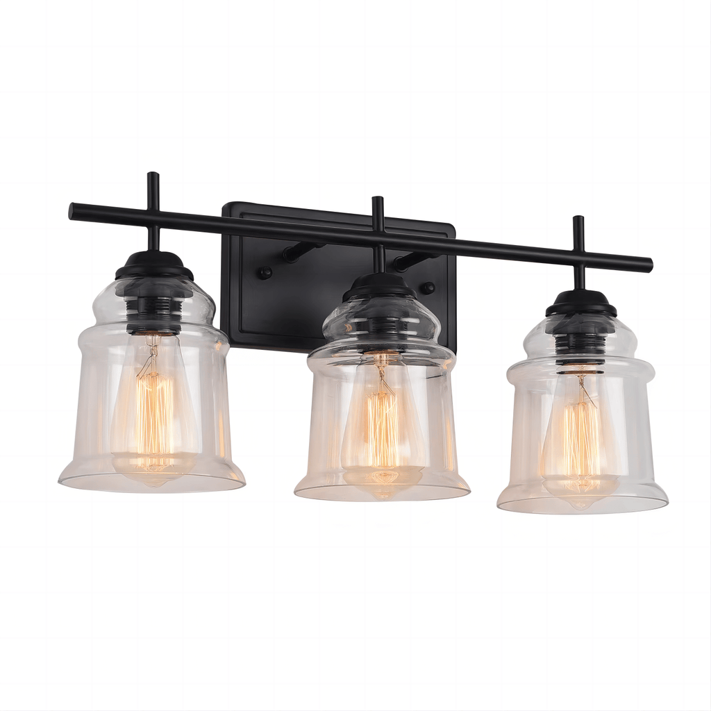 3-Light with Clear Glass Satin Shade Unique Hand-make Lampshade Industrial Indoor Light Fixture E26 Socket [No Bulb][Unable ship weekends, TK/TEMU only for pickup]