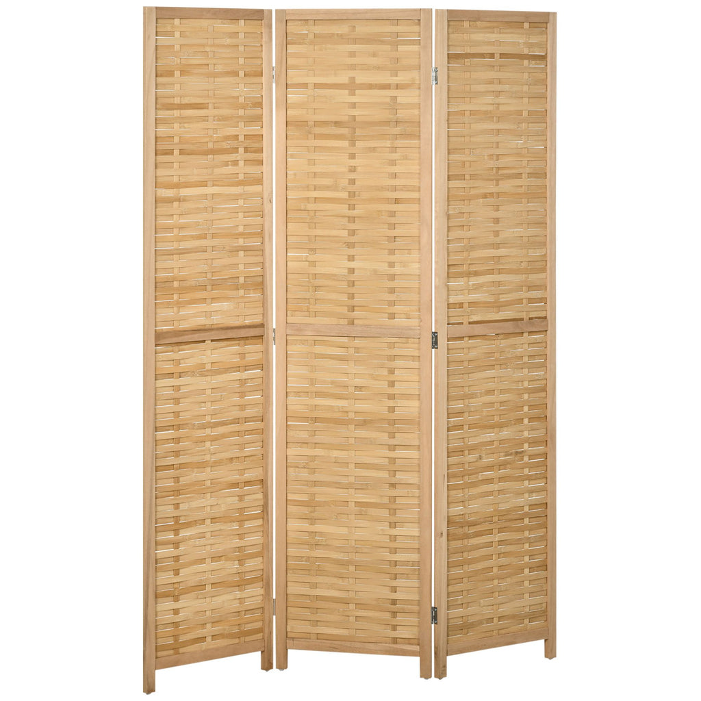 3 Panel Bamboo Room Divider Hand Woven Folding Privacy Screen Natural for Home Office 4725x67x075