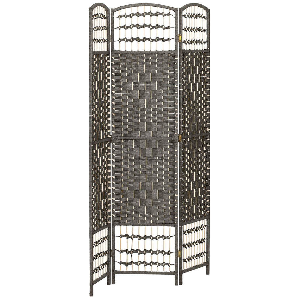 3 Panel Folding Room Divider Portable Privacy Screen Wave Fiber Room Partition for Home Office Dark Gray