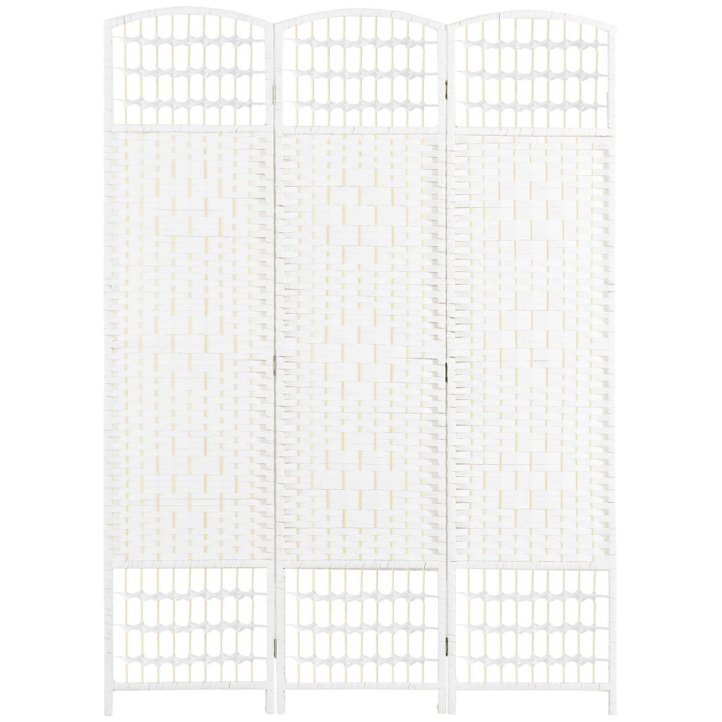 3 Panel Folding Room Divider Portable Privacy Screen Wave Fiber Room Partition for Home Office White