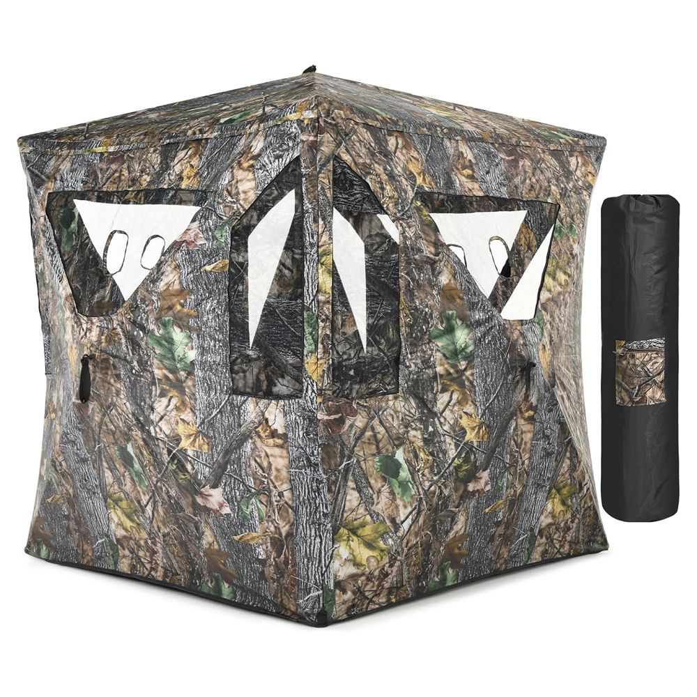 3 Person Portable Pop-Up Ground Tent with Gun Ports and Carrying Bag