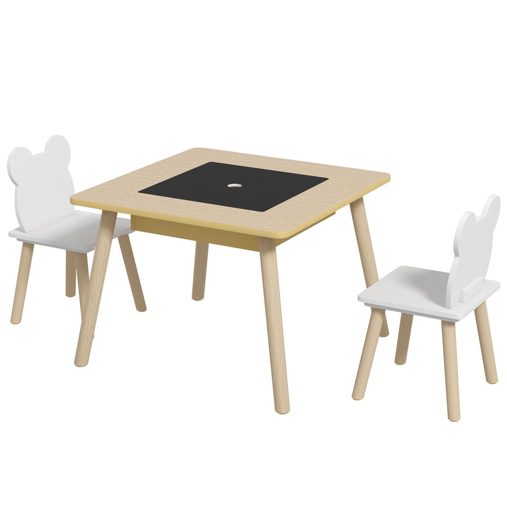 3 Piece Kids Table and Chair Set with Convertible Desk with Storage, 3 in 1 Toddler Table and Chair Set for Nursery