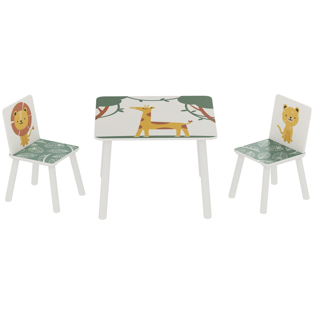 3-Piece Kids Toddler Table and Chair Set Furniture for Boys and Girls Aged 3-8, Bedroom, Nursery, Playroom, Green