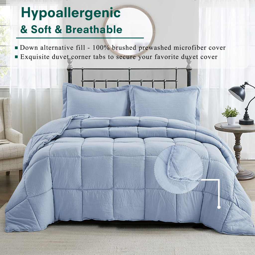 3 Piece Pre Washed Down Alternative Comforter Set with 2 Shams(TEMU&TK)
