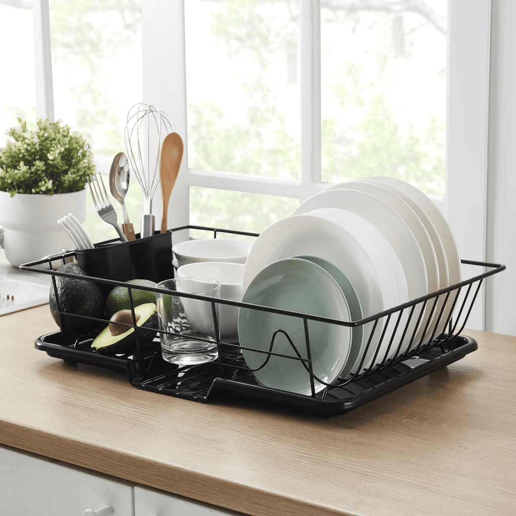 3-PieceKitchenSink Dish Drainer Set Black
