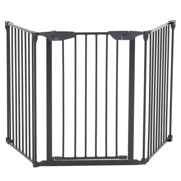 3 Pieces 179.2*74.8*2cm Foldable Fireplace Fence Black