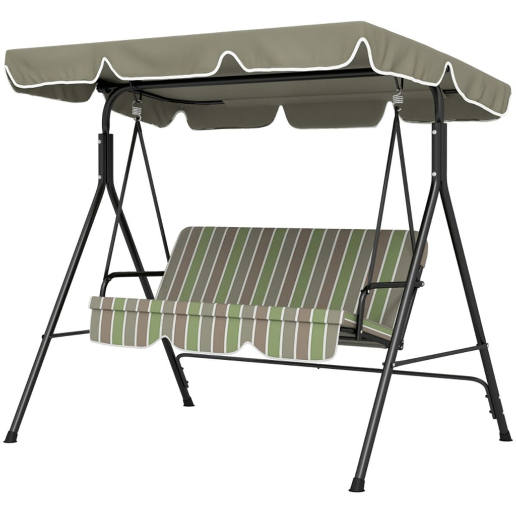 3-Seat Patio Swing Outdoor Chair with Cushion, Adjustable Tilt Canopy
