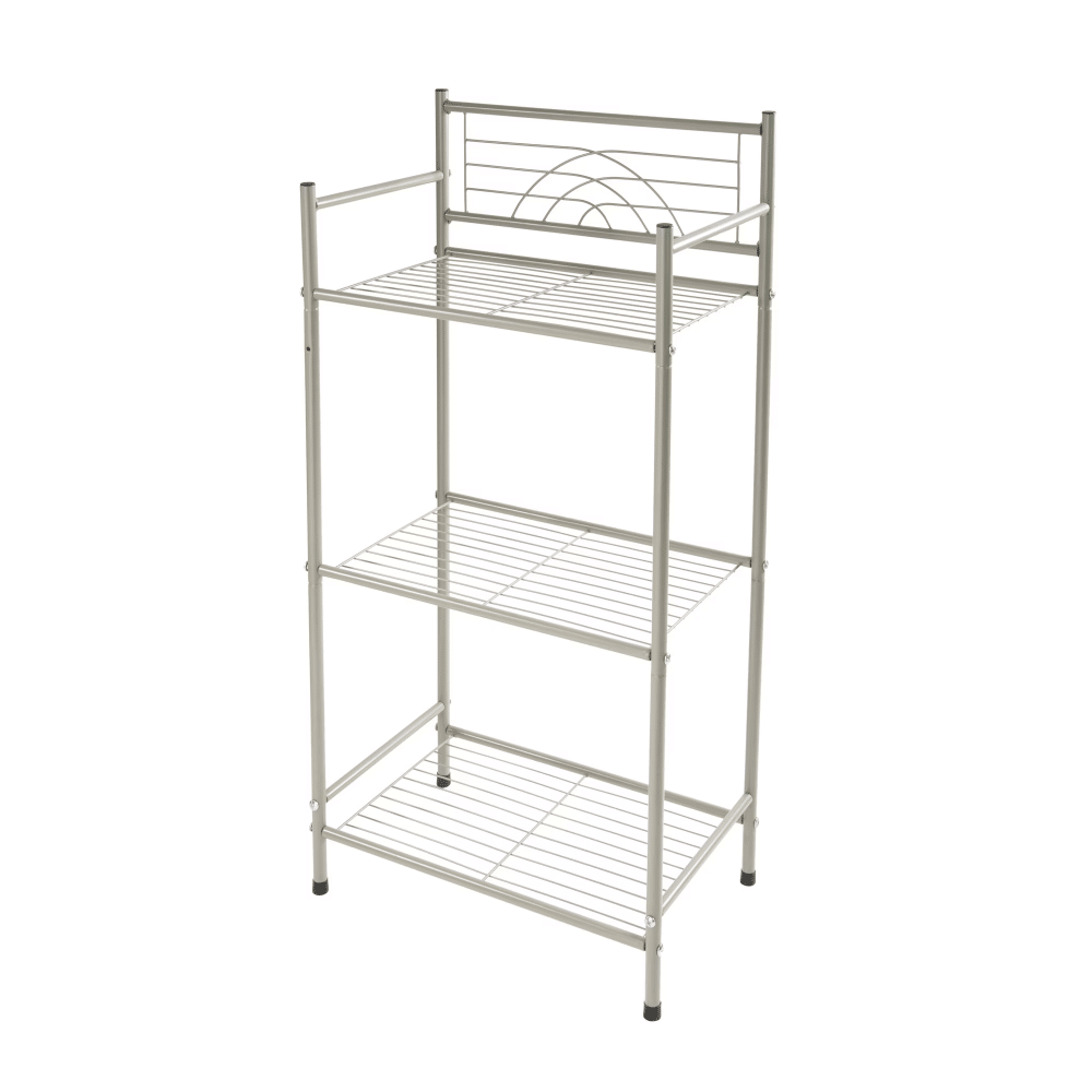 3 Shelves Tiered BathroomStorageRack in Satin Nickel
