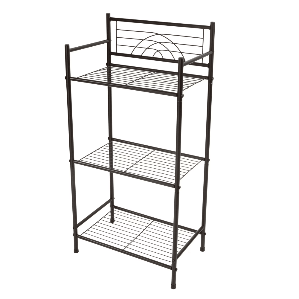 3 Shelves Tiered IronStorageShelf in Oil Rubbed Bronze