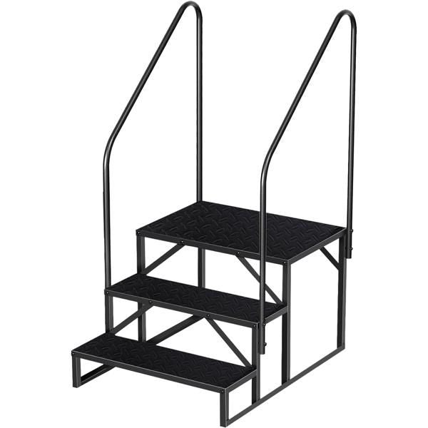 3 Step Ladder with Handrail, Swimming Pool Ladder Above Ground, 660 lb Load Capacity RV Steps with Anti-Slip Panel, Mobile Home Stairs for Reaching and Getting High