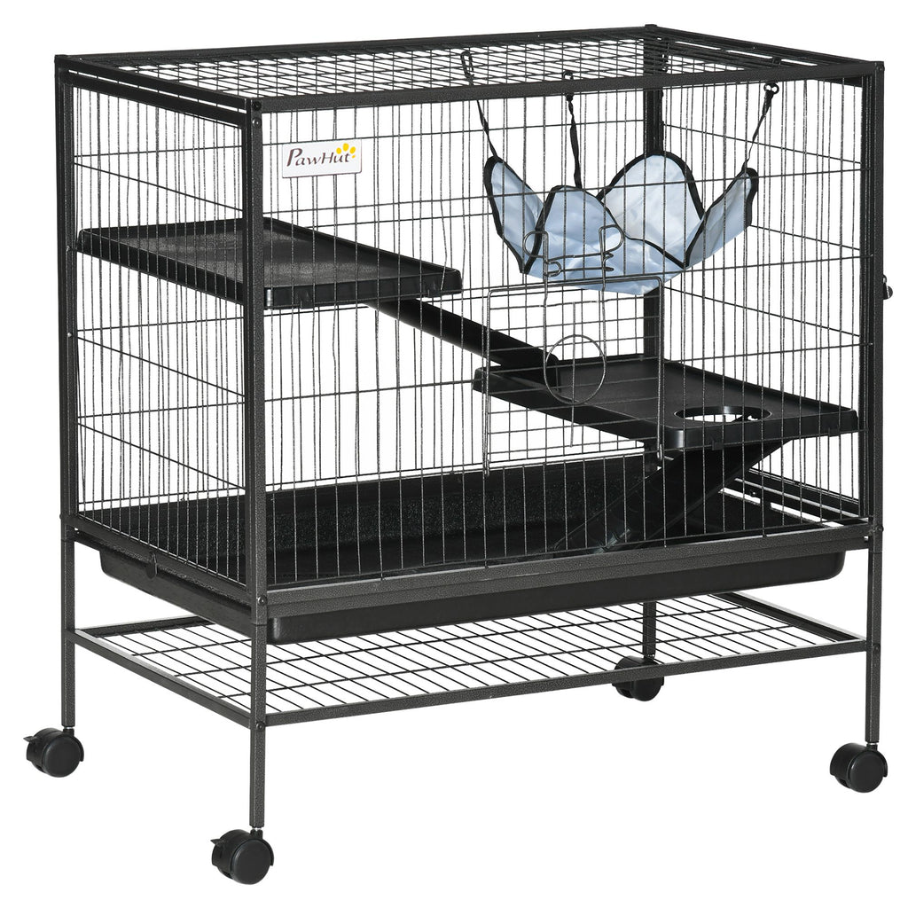 3-Storey Metal Ferret Cage with Casters Doors Hammock Storage Shelf 31.5x20.5