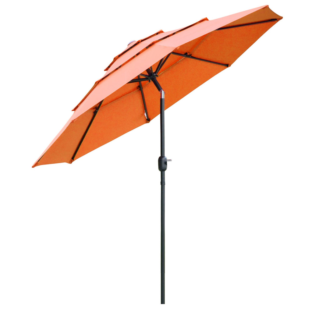 3-Tier 9tf Patio Umbrella, Outdoor Market Umbrella with Crank and Push Button Tilt for Deck, Backyard, Orange