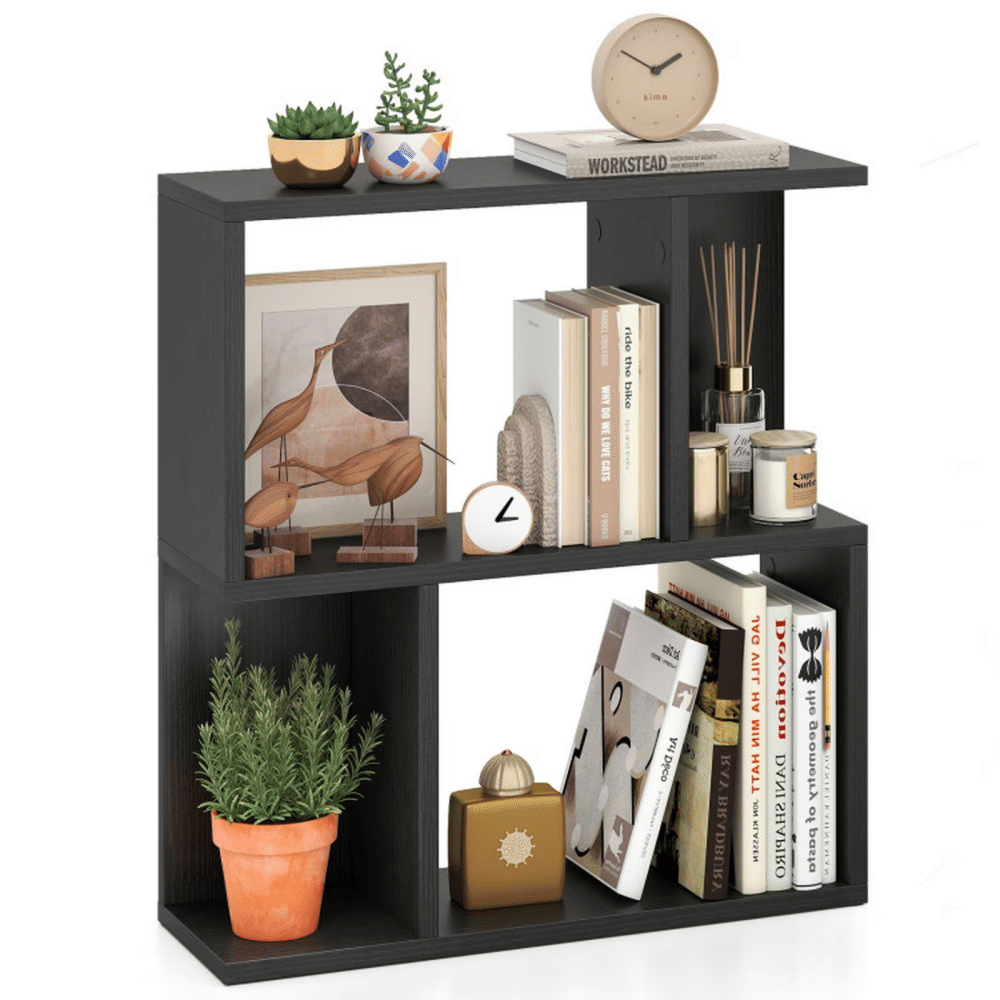 3-Tier Bookshelf with Display ShelfforSmallSpaceBlack, 20" x 7" x 22" - OpenStorageDisplay RackforHomeOffice
