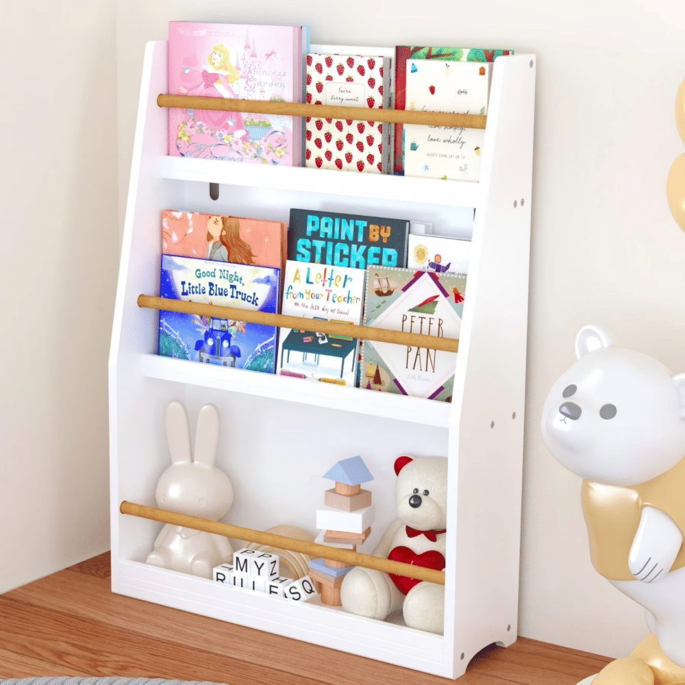 3-Tier Bookshelf,Kids Bookshelf,Book Storage Rack for Bedroom,White (Shipment from Walmart)