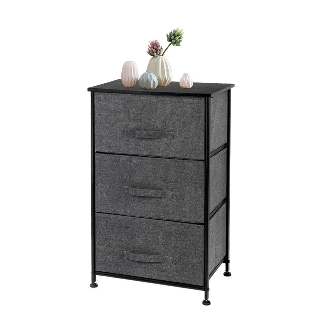 3-Tier Dresser Drawer, Storage Unit with 3 Easy Pull Fabric Drawers and Metal Frame, Wooden Tabletop, for Closets, Nursery, Dorm Room, Hallway RT